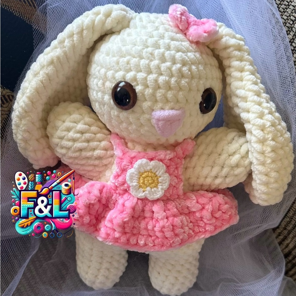Bunny handmade crochet bunny figure chenille yarn